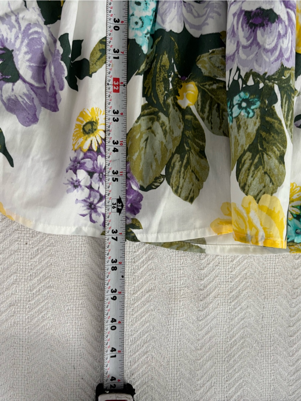 🐞Calvin Klein White Mini Dress with Purple, Yellow & Teal Floral Print - Picture 11 of 12